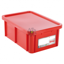 Lot de 14 Bacs HACCP 35 L rectangulaires + couvercles - rouges -