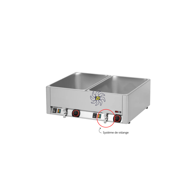 Bain-marie électrique 2x GN 1/1 avec vidange - REDFOX BMV 2115 - RedFox