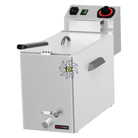 Friteuse électrique pour les poissons 0,43 kW/l, 8 l TOP avec robinet de vidange 230 V | REDFOX - FE 08 V - RedFox