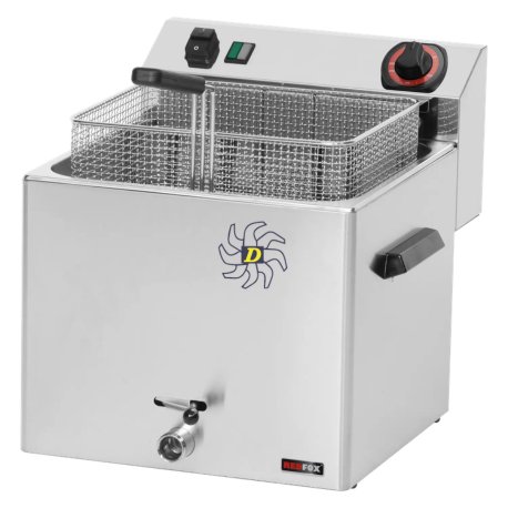 Friteuse électrique 0,74 kW/l, 11 l TOP avec robinet de vidange 400 V | REDFOX - FE 10 T - RedFox