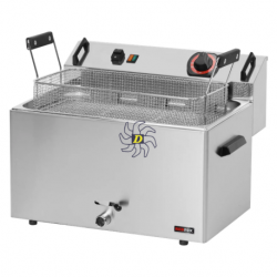 Friteuse électrique 0,56 kW/l, 16 l TOP avec robinet de vidange 400 V | REDFOX - FE 30 T - RedFox