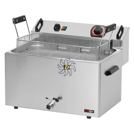 Friteuse électrique 0,56 kW/l, 16 l TOP avec robinet de vidange 400 V | REDFOX - FE 30 T - RedFox