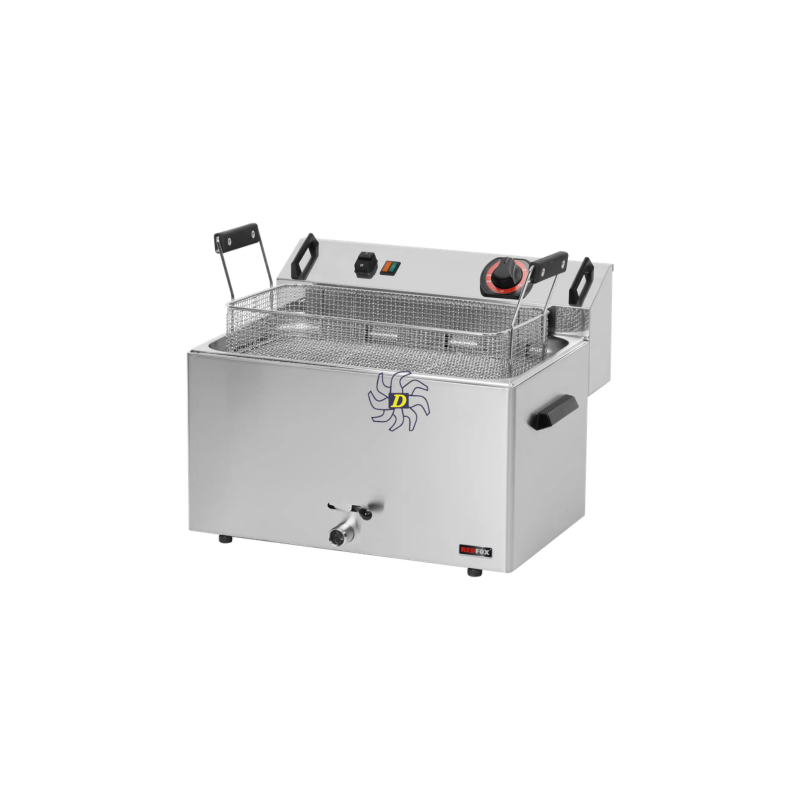 Friteuse électrique 0,56 kW/l, 16 l TOP avec robinet de vidange 400 V | REDFOX - FE 30 T - RedFox