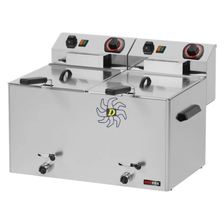 Friteuse électrique double 0,38 kW/l, 8+8 l TOP avec robinet de vidange 230 V | REDFOX - FE 77 V - RedFox