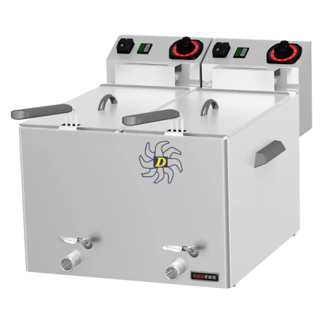 Friteuse électrique double pour les poissons 0,43 kW/l, 8+8 l TOP avec robinet de vidange 230 V | REDFOX - FE 88 V - RedFox
