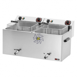 Friteuse électrique double 0,74 kW/l, 11+11 l TOP avec robinet de vidange 400 V | REDFOX - FE 1010 T - RedFox