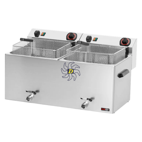Friteuse électrique double 0,74 kW/l, 11+11 l TOP avec robinet de vidange 400 V | REDFOX - FE 1010 T - RedFox