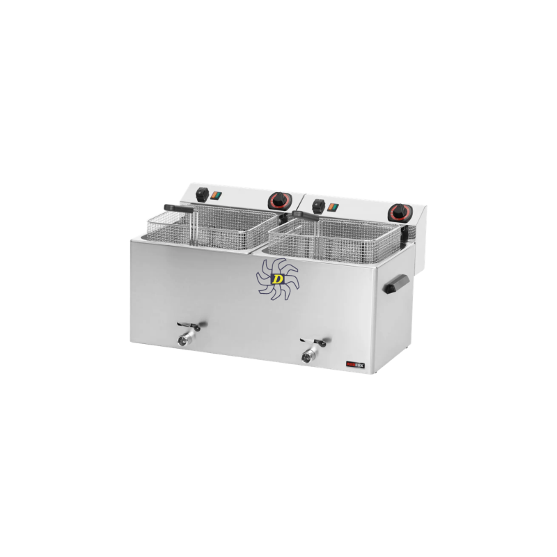 Friteuse électrique double 0,74 kW/l, 11+11 l TOP avec robinet de vidange 400 V | REDFOX - FE 1010 T - RedFox