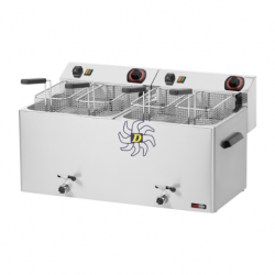 Friteuse électrique double 0,74 kW/l, 11+11 l TOP avec robinet de vidange 400 V | REDFOX - FE 1010 TD - RedFox