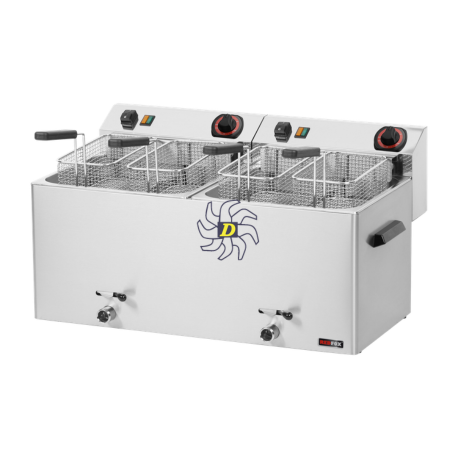 Friteuse électrique double 0,74 kW/l, 11+11 l TOP avec robinet de vidange 400 V | REDFOX - FE 1010 TD - RedFox