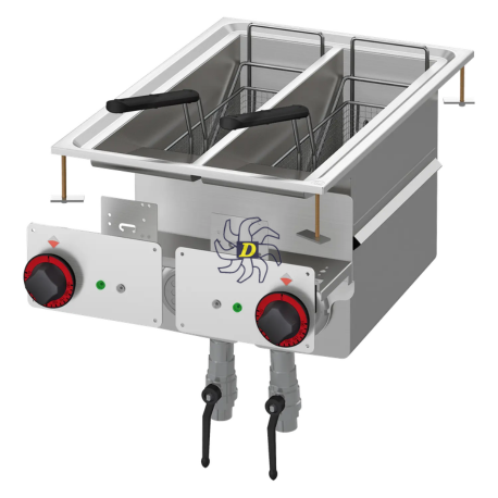 Friteuse drop-in électrique double 0,75 kW/l, 8+8 l 400 V | RM - F2/8D-64ET - RM