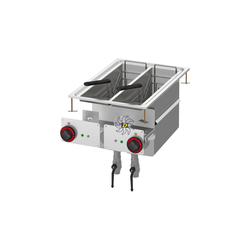 Friteuse drop-in électrique double 0,75 kW/l, 8+8 l 400 V | RM - F2/8D-64ET - RM