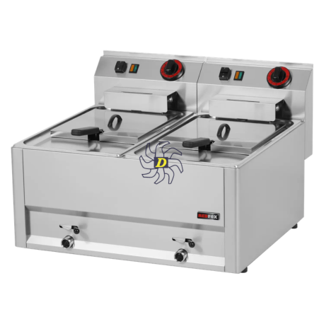 Friteuse électrique double 0,75 kW/l, 8+8 l sans soubassement 400 V | REDFOX - FE 60 ELT - RedFox