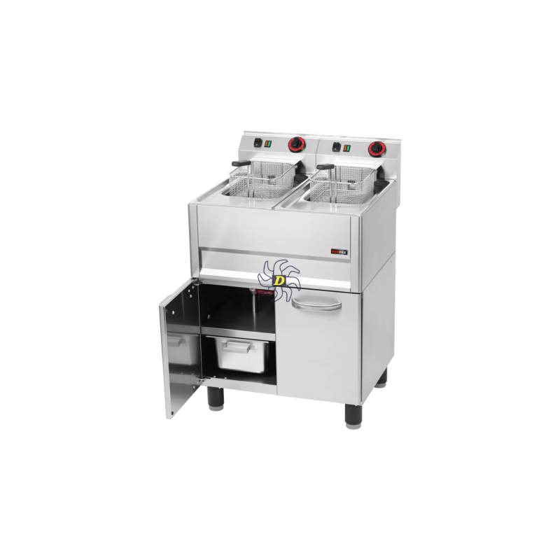 Friteuse électrique double 0,77 kW/l, 13+13 l avec soubassement 400 V | REDFOX - FE 61/13 ELT - RedFox