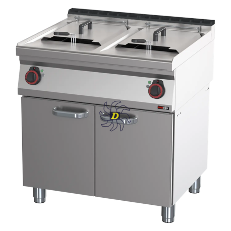 Friteuse électrique double 0,8 kW/l, 17+17 l avec soubassement 400 V | REDFOX - FE 70/80 E - RedFox