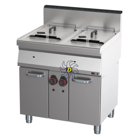 Friteuse double à gaz 0,8 kW/l, 15+15 l avec soubassement | REDFOX - FE 70/80 G - RedFox