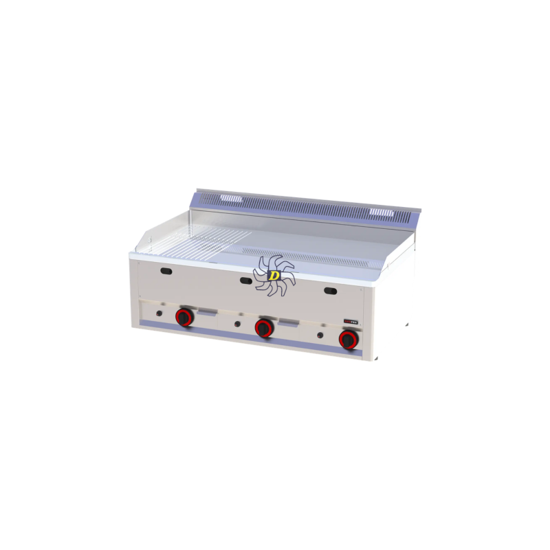 Plaque de cuisson 97x48 à gaz chromée combinée sans soubassement | REDFOX - FTHRC 90 GL - RedFox