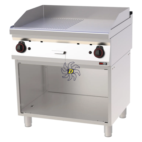 Plaque de cuisson 80x51 à gaz chromée combinée avec soubassement | REDFOX - FTHRC 70/80 G - RedFox